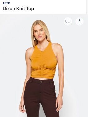 ASTR Dixon Ruched Crop Top in Mustard Yellow